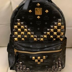 MCM Stark Backpack Visetos M Stud Medium Black